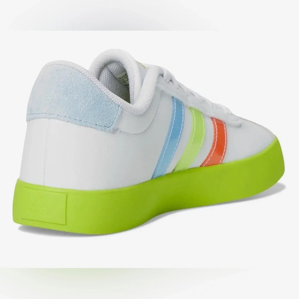 NIB [Adidas] VL Court 3.0 K Skateboard Tennis Shoes Sneakers Neon Youth 5 / W 6 - Picture 3 of 14